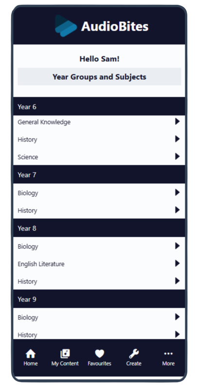 Year-Groups-and-Subjects AudioBites - Subjects Organised by Year Group