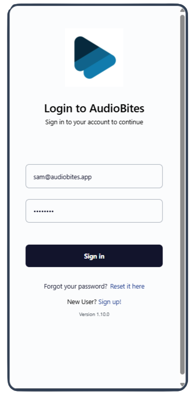AudioBites_Login AudioBites Login